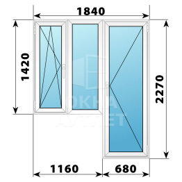 Пластиковый балконный блок 1840×2270 Тип 7 ОА-56143