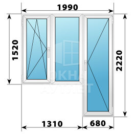 Пластиковый балконный блок 1990×2220 Тип 7 ОА-56185