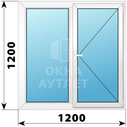 Двухстворчатое пластиковое окно 1200×1200 №2 ОА-32358