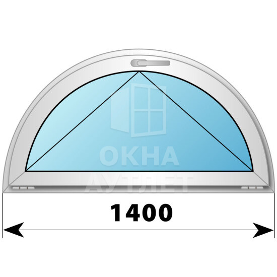 Полукруглое деревянно-алюминиевое откидное окно D1400 ОА-43965