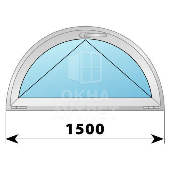 Полукруглое деревянно-алюминиевое откидное окно D1500 ОА-49061