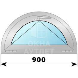 Полукруглое деревянно-алюминиевое откидное окно D900 ОА-48357