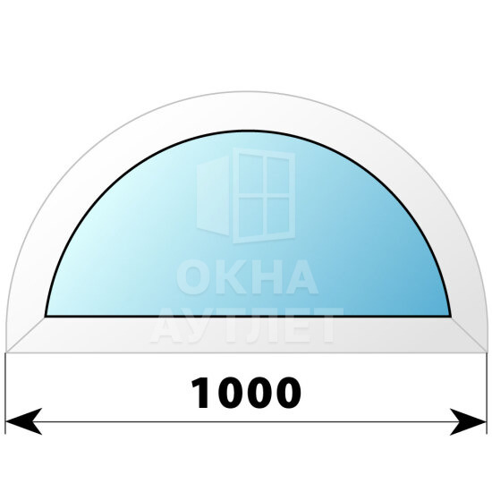Полукругое глухое пластиковое окно D1000 ОА-39598