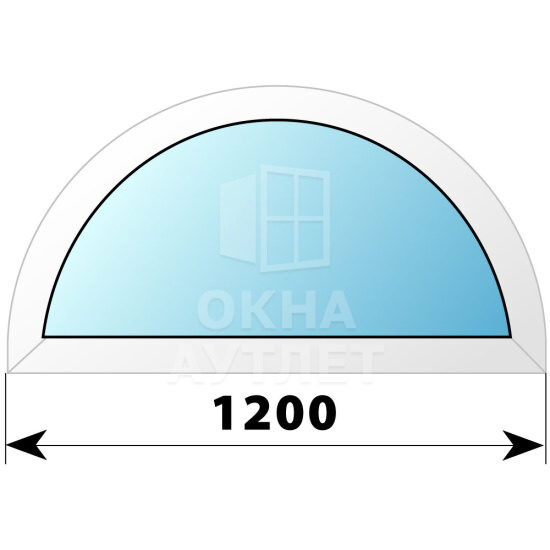 Полукругое глухое пластиковое окно D1200 ОА-39784