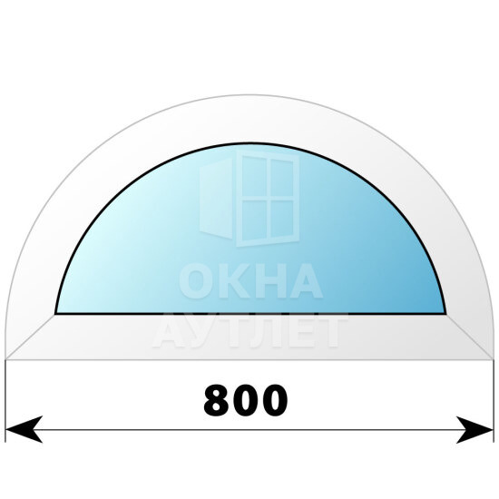 Полукругое глухое пластиковое окно D800 ОА-39091