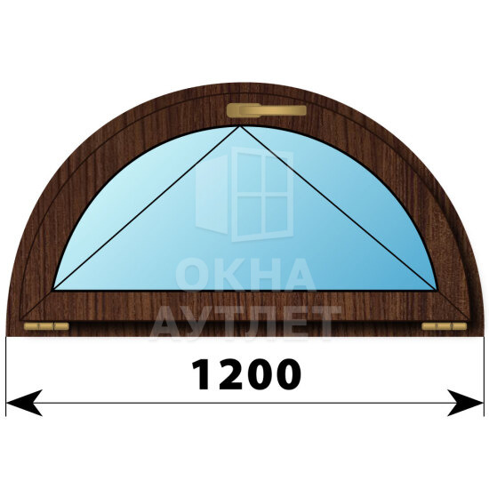 Полукругое откидное окно из дуба D1200 ОА-49082