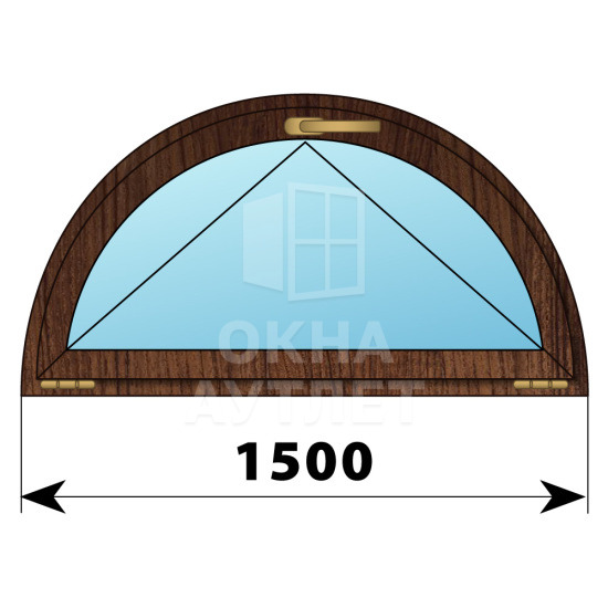Полукругое откидное окно из дуба D1500 ОА-51458