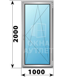 Поворотно-откидное алюминиевое окно 1000×2000 ОА-54754