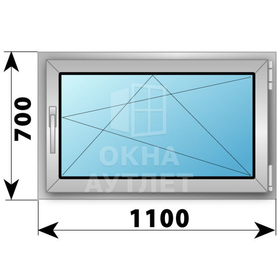 Поворотно-откидное алюминиевое окно 1100×700 ОА-54253