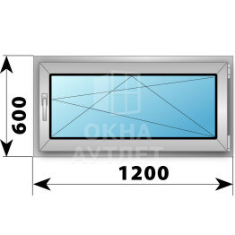 Поворотно-откидное алюминиевое окно 1200×600 ОА-53602