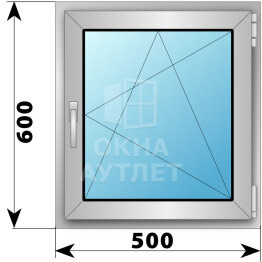 Поворотно-откидное алюминиевое окно 500×600 ОА-53330