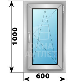 Поворотно-откидное алюминиевое окно 600×1000 ОА-54109