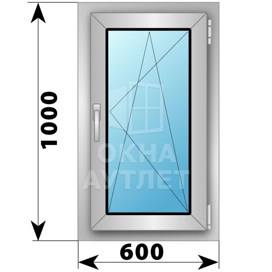 Поворотно-откидное алюминиевое окно 600×1000 ОА-54109