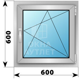 Поворотно-откидное алюминиевое окно 600×600 ОА-53962