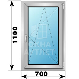 Поворотно-откидное алюминиевое окно 700×1100 ОА-53321