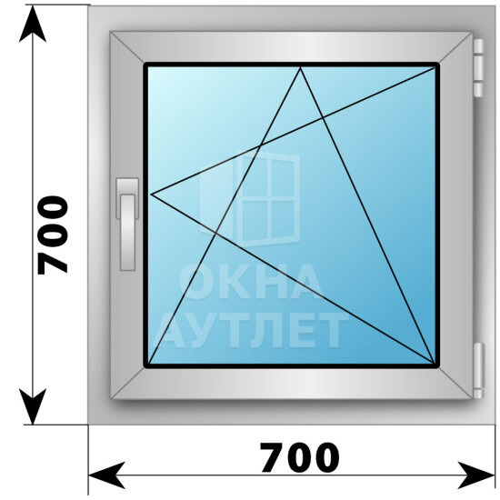 Поворотно-откидное алюминиевое окно 700×700 ОА-53432