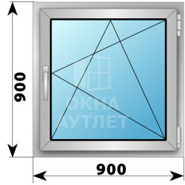Поворотно-откидное алюминиевое окно 900×900 ОА-54247