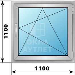 Поворотно-откидное деревянно-алюминиевое окно 1100×1100 ОА-49601