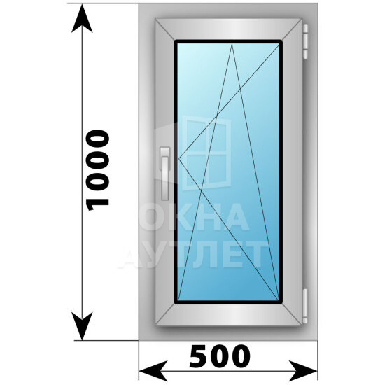 Поворотно-откидное деревянно-алюминиевое окно 500×1000 ОА-49130