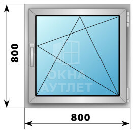 Поворотно-откидное деревянно-алюминиевое окно 800×800 ОА-44718