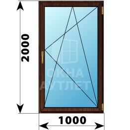 Поворотно-откидное окно из дуба 1000×2000 ОА-46830