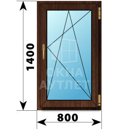 Поворотно-откидное окно из дуба 800×1400 ОА-45957