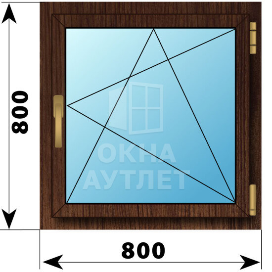 Поворотно-откидное окно из дуба 800×800 ОА-45294