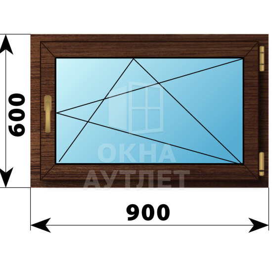 Поворотно-откидное окно из дуба 900×600 ОА-45072