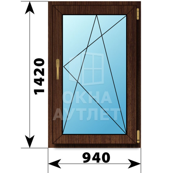 Поворотно-откидное окно из дуба 940×1420 ОА-46179
