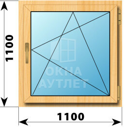 Поворотно-откидное окно из сосны 1100×1100 ОА-41788