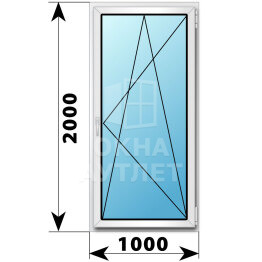 Поворотно-откидное пластиковое окно 1000×2000 ОА-38644
