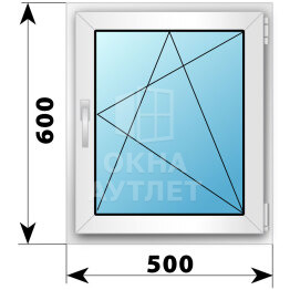 Поворотно-откидное пластиковое окно 500×600 ОА-39163