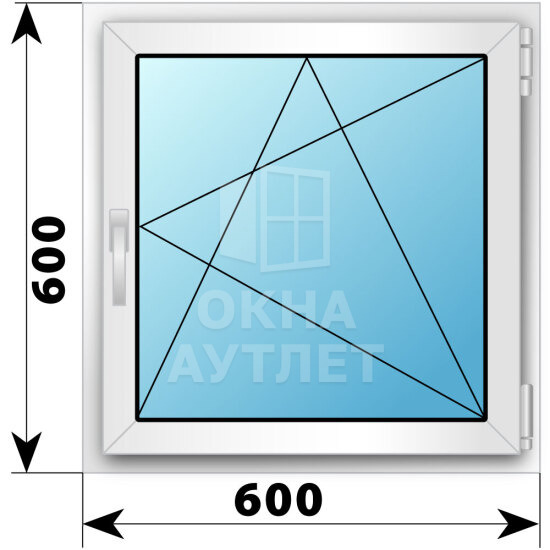 Поворотно-откидное пластиковое окно 600×600 ОА-38290