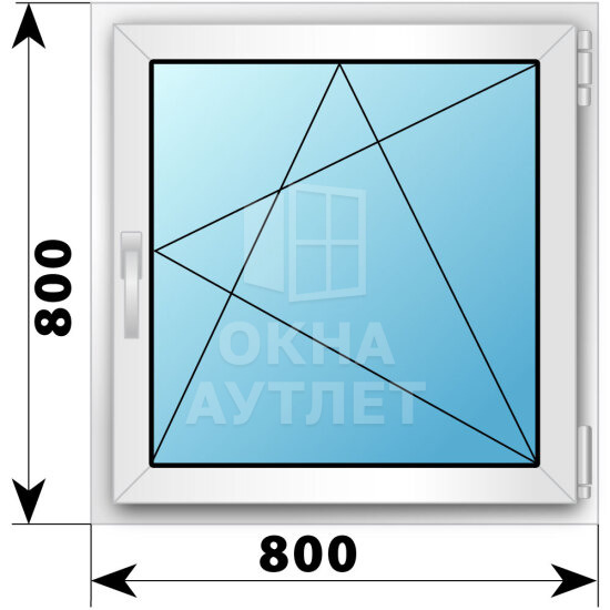 Поворотно-откидное пластиковое окно 800×800 ОА-38293