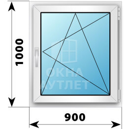 Поворотно-откидное пластиковое окно 900×1000 ОА-38953
