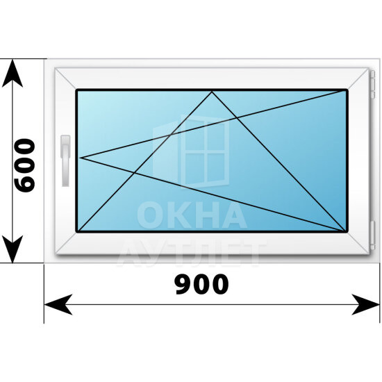 Поворотно-откидное пластиковое окно 900×600 ОА-38413