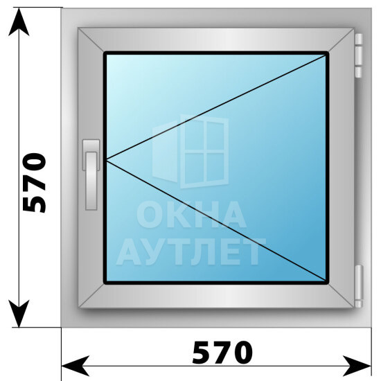 Поворотное алюминиевое окно 570×570 ОА-53599
