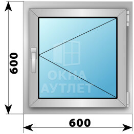 Поворотное алюминиевое окно 600×600 ОА-53911