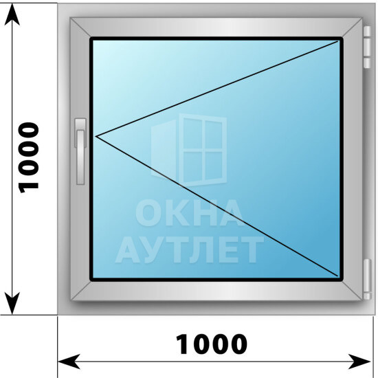 Поворотное деревянно-алюминиевое окно 1000×1000 ОА-45342