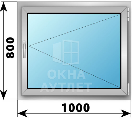 Поворотное деревянно-алюминиевое окно 1000×800 ОА-44961