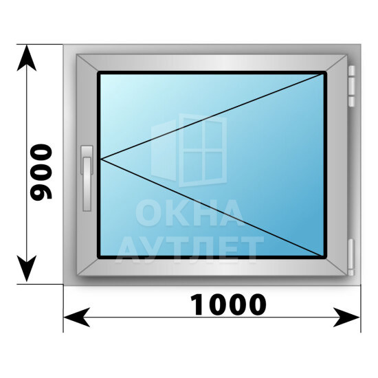 Поворотное деревянно-алюминиевое окно 1000×900 ОА-45171