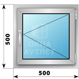 Поворотное деревянно-алюминиевое окно 500×500 ОА-44085