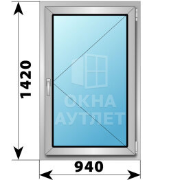 Поворотное деревянно-алюминиевое окно 940×1420 ОА-45735