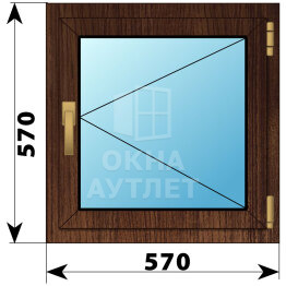 Поворотное окно из дуба 570×570 ОА-44475