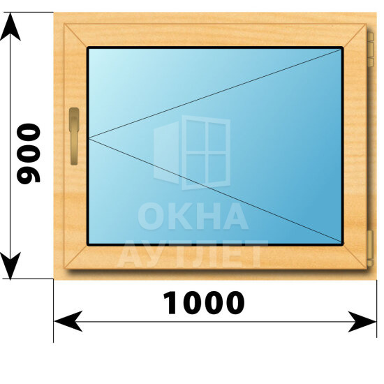 Поворотное окно из сосны 1000×900 ОА-41608