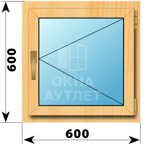 Поворотное окно из сосны 600×600 ОА-41275
