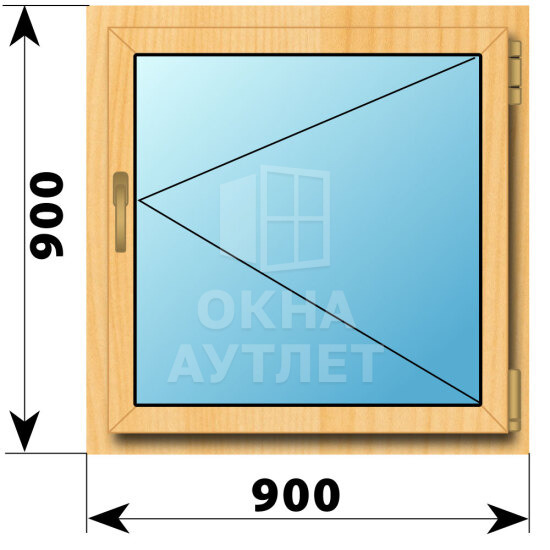 Поворотное окно из сосны 900×900 ОА-41551