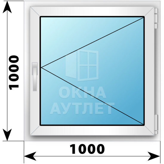 Поворотное пластиковое окно 1000×1000 ОА-38635