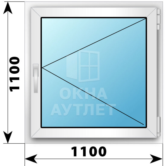Поворотное пластиковое окно 1100×1100 ОА-39520