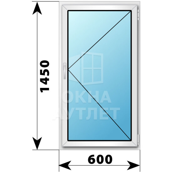 Поворотное пластиковое окно 600×1450 ОА-39388